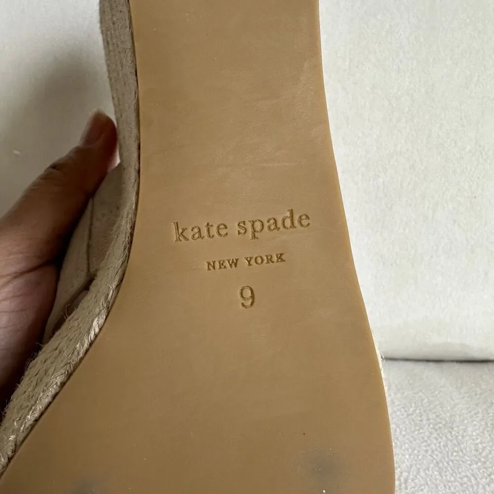 Kate spade Tegan Scallop Wedge Pink Suede Slip On Mule Size 9 NWOB